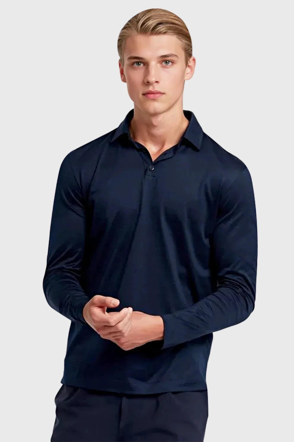 Luxury Longsleeve Polo Navy Blue