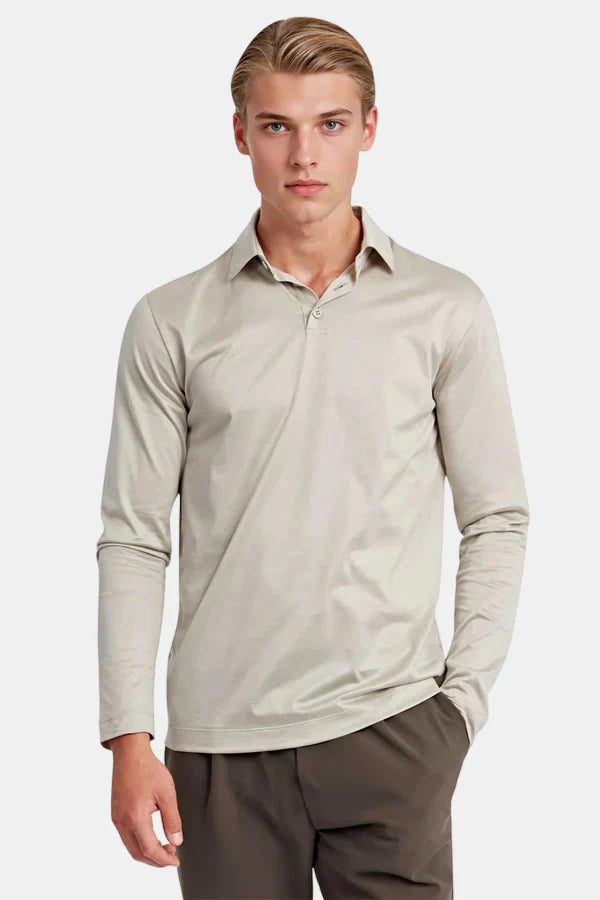 Luxury Longsleeve Polo Beige