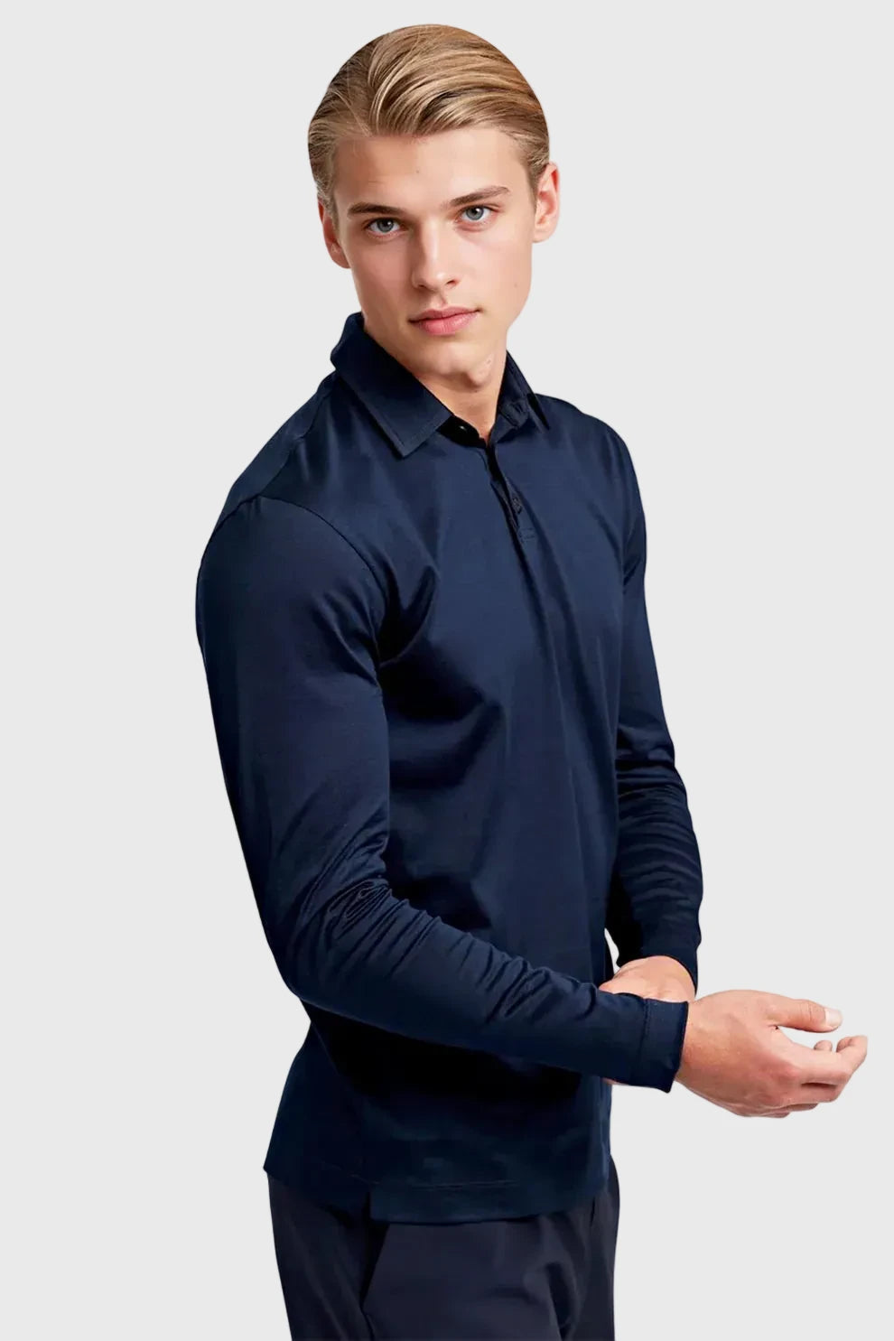 Luxury Longsleeve Polo Navy Blue